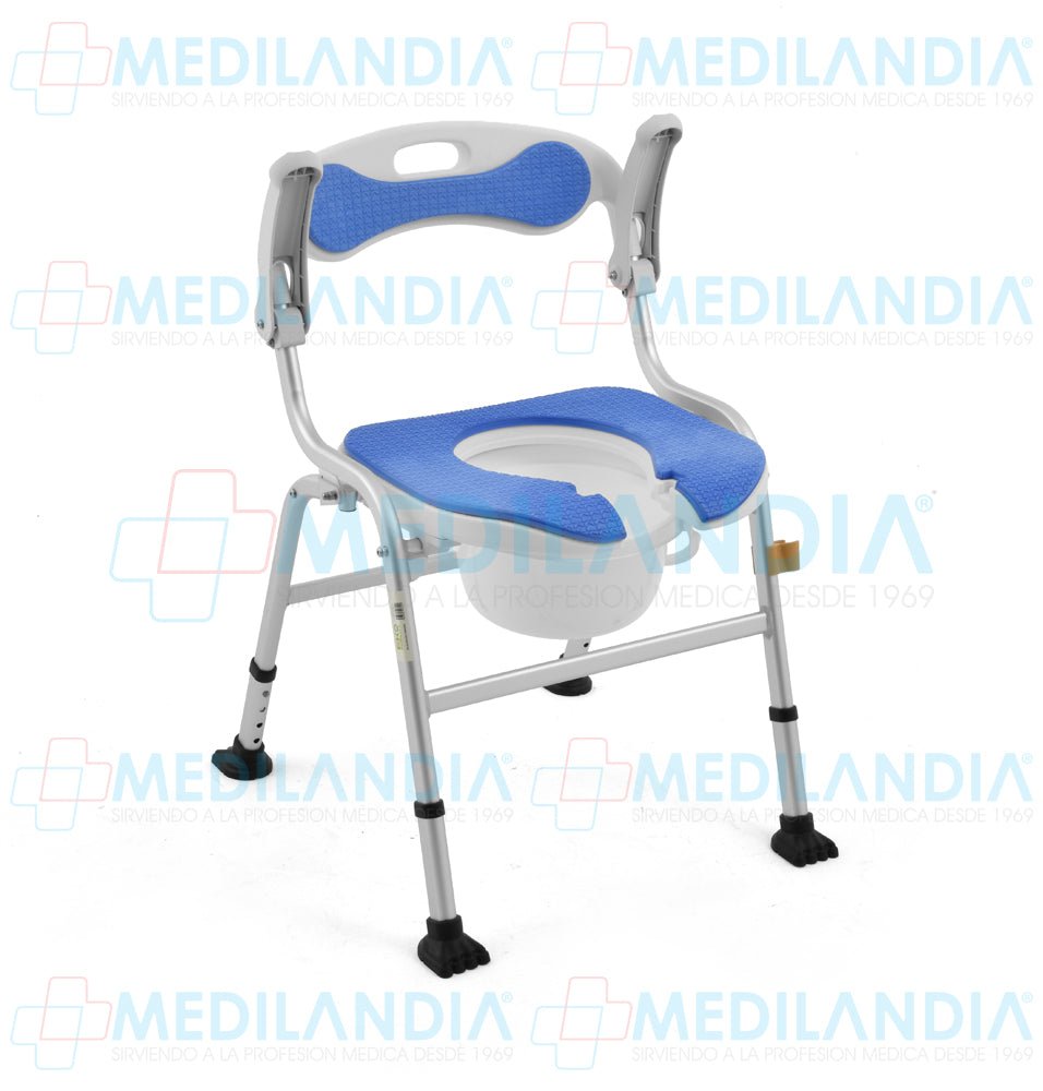Silla ducha de aluminio con cómodo plegable con descansa brazos abatibles - Silla para ducha con comodo - EM- MEDILANDIA | Tienda de productos y equipos médicos de calidad en México | Soluciones profesionales para clínicas, hospitales y consultorios.