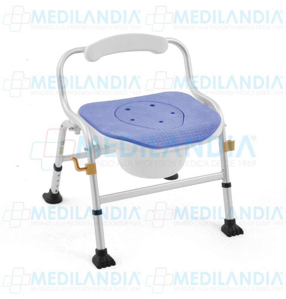 Silla ducha de aluminio con cómodo plegable - Silla para ducha con comodo - EM- MEDILANDIA | Tienda de productos y equipos médicos de calidad en México | Soluciones profesionales para clínicas, hospitales y consultorios.