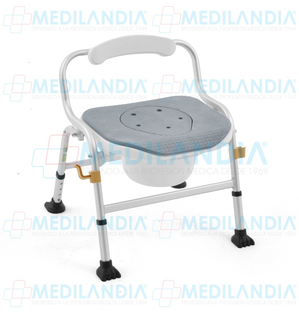 Silla ducha de aluminio con cómodo plegable - Silla para ducha con comodo - EM- MEDILANDIA | Tienda de productos y equipos médicos de calidad en México | Soluciones profesionales para clínicas, hospitales y consultorios.