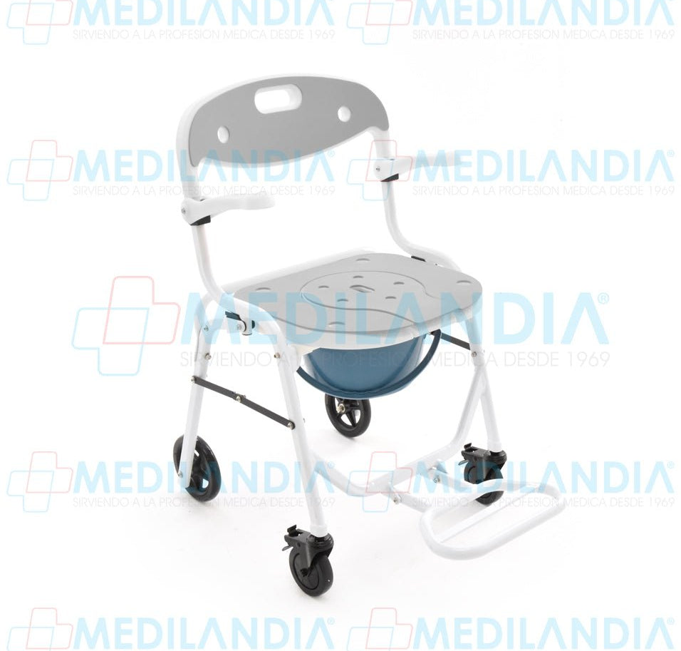 Silla ducha de aluminio con cómodo ruedas y descansa pies - Silla para ducha con comodo - EM - MEDILANDIA | Tienda de productos y equipos médicos de calidad en México | Soluciones profesionales para clínicas, hospitales y consultorios.
