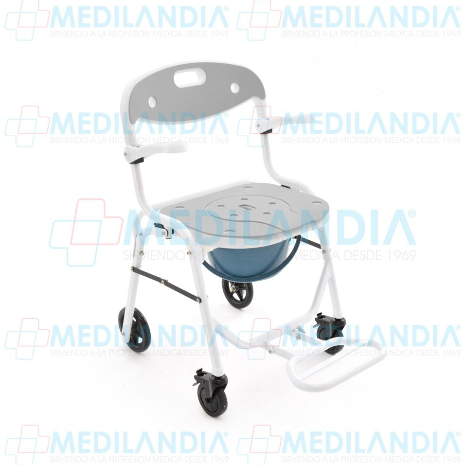 Silla ducha de aluminio con cómodo ruedas y descansa pies - Silla para ducha con comodo - EM - MEDILANDIA | Tienda de productos y equipos médicos de calidad en México | Soluciones profesionales para clínicas, hospitales y consultorios.
