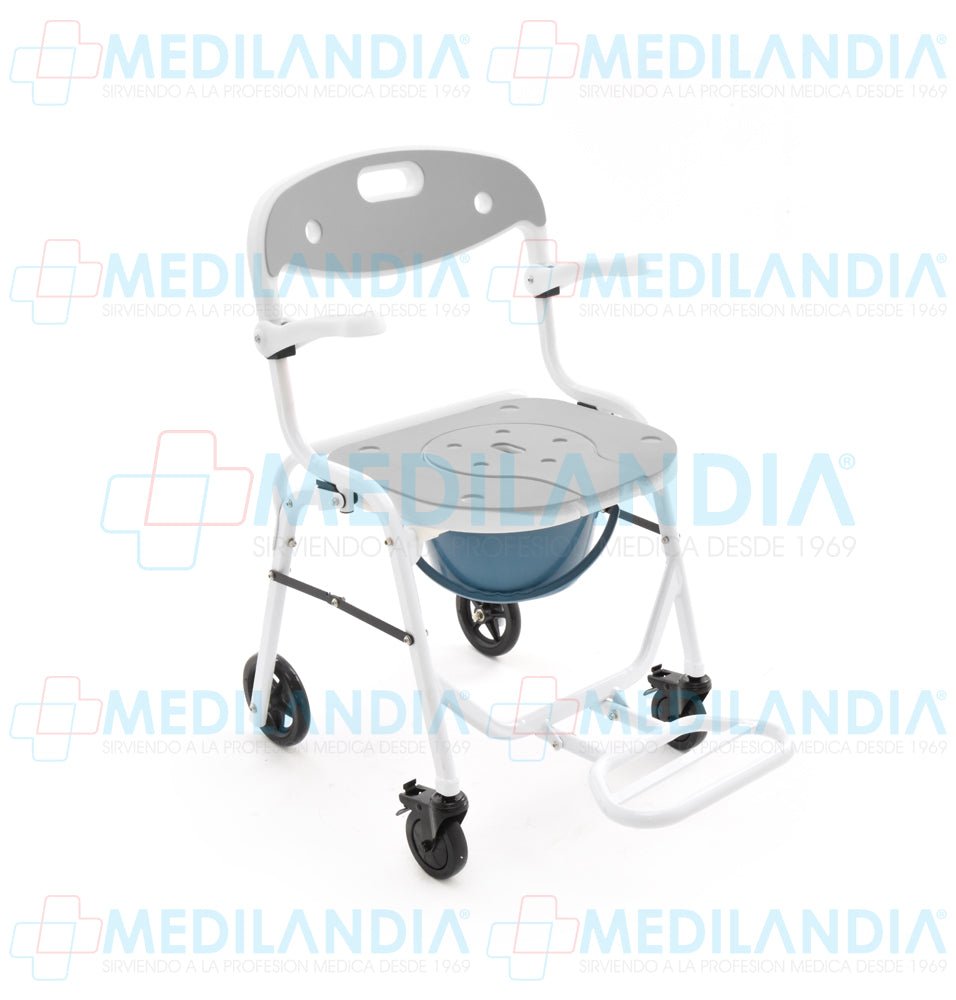 Silla ducha de aluminio con cómodo ruedas y descansa pies - Silla para ducha con comodo - EM - MEDILANDIA | Tienda de productos y equipos médicos de calidad en México | Soluciones profesionales para clínicas, hospitales y consultorios.