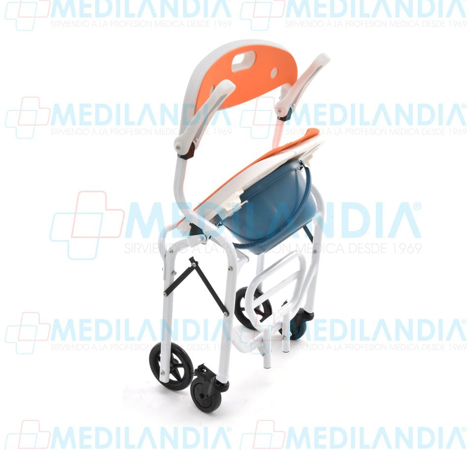 Silla ducha de aluminio con cómodo ruedas y descansa pies - Silla para ducha con comodo - EM - MEDILANDIA | Tienda de productos y equipos médicos de calidad en México | Soluciones profesionales para clínicas, hospitales y consultorios.