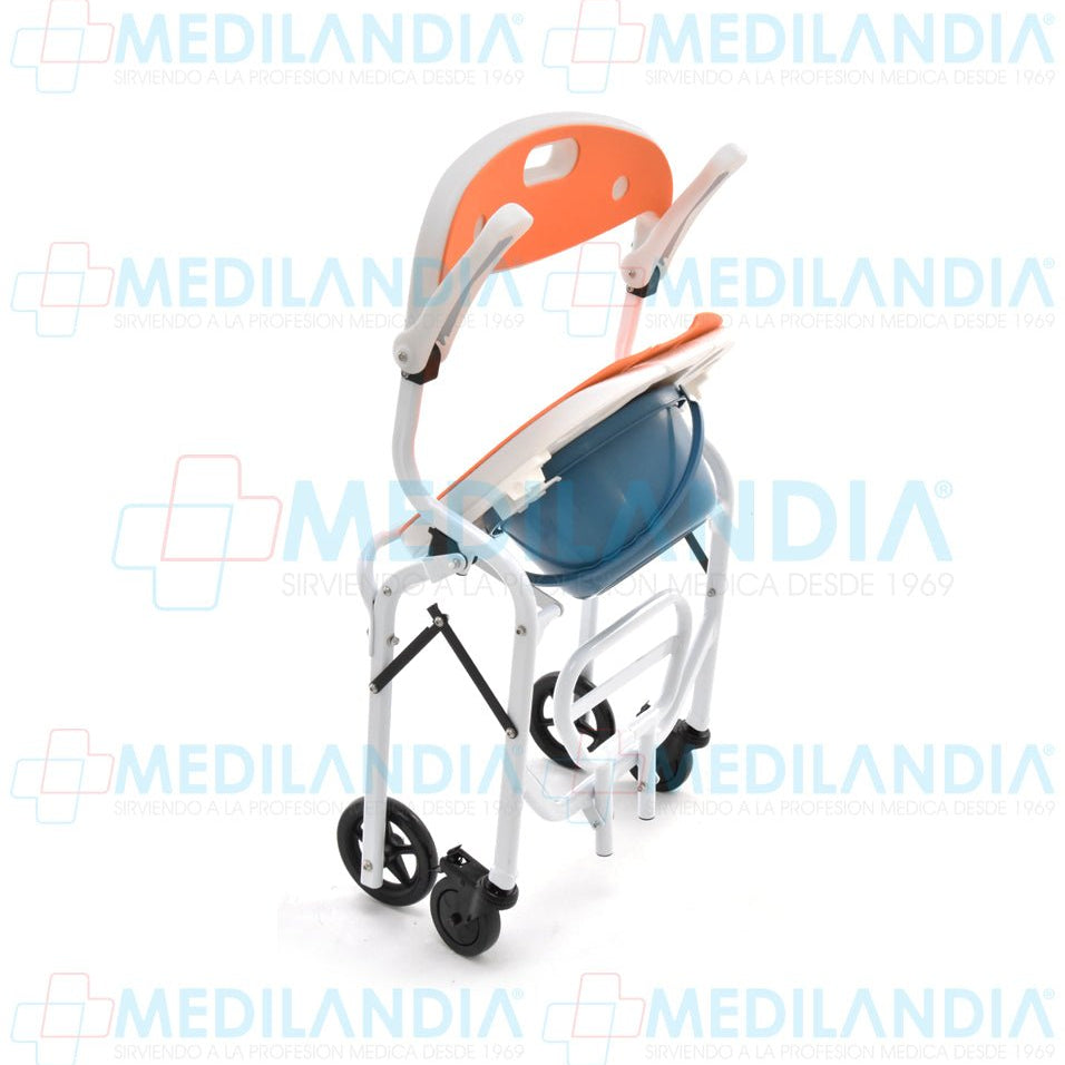 Silla ducha de aluminio con cómodo ruedas y descansa pies - Silla para ducha con comodo - EM - MEDILANDIA | Tienda de productos y equipos médicos de calidad en México | Soluciones profesionales para clínicas, hospitales y consultorios.