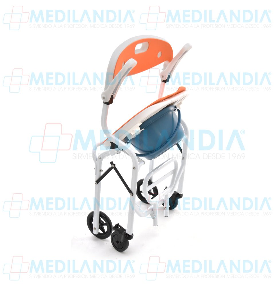Silla ducha de aluminio con cómodo ruedas y descansa pies - Silla para ducha con comodo - EM - MEDILANDIA | Tienda de productos y equipos médicos de calidad en México | Soluciones profesionales para clínicas, hospitales y consultorios.