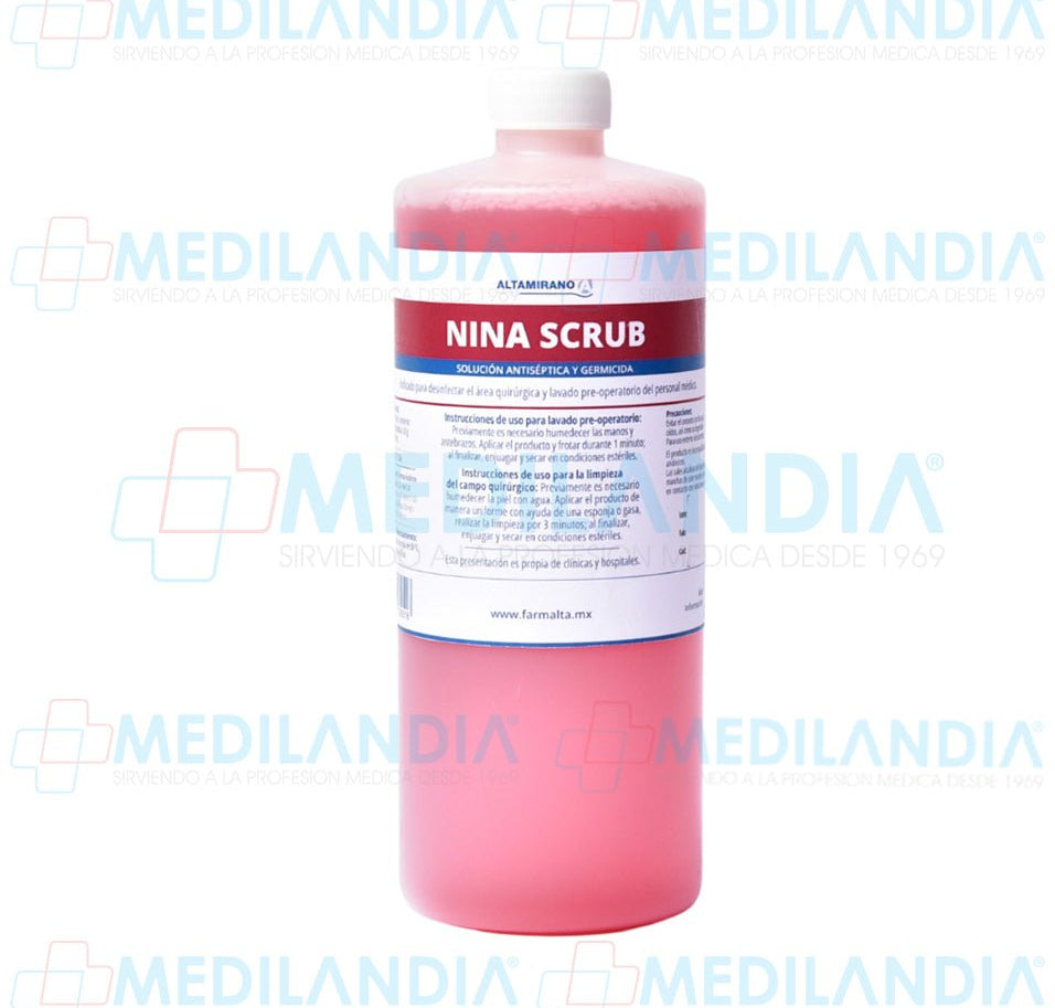 Solución antiséptica y germicida Nina Scrub - Gel anti bacterial - ALTAMIRANO - MEDILANDIA | Tienda de productos y equipos médicos de calidad en México | Soluciones profesionales para clínicas, hospitales y consultorios.
