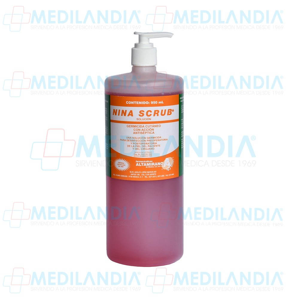 Solución antiséptica y germicida Nina Scrub - Gel anti bacterial - ALTAMIRANO - MEDILANDIA | Tienda de productos y equipos médicos de calidad en México | Soluciones profesionales para clínicas, hospitales y consultorios.