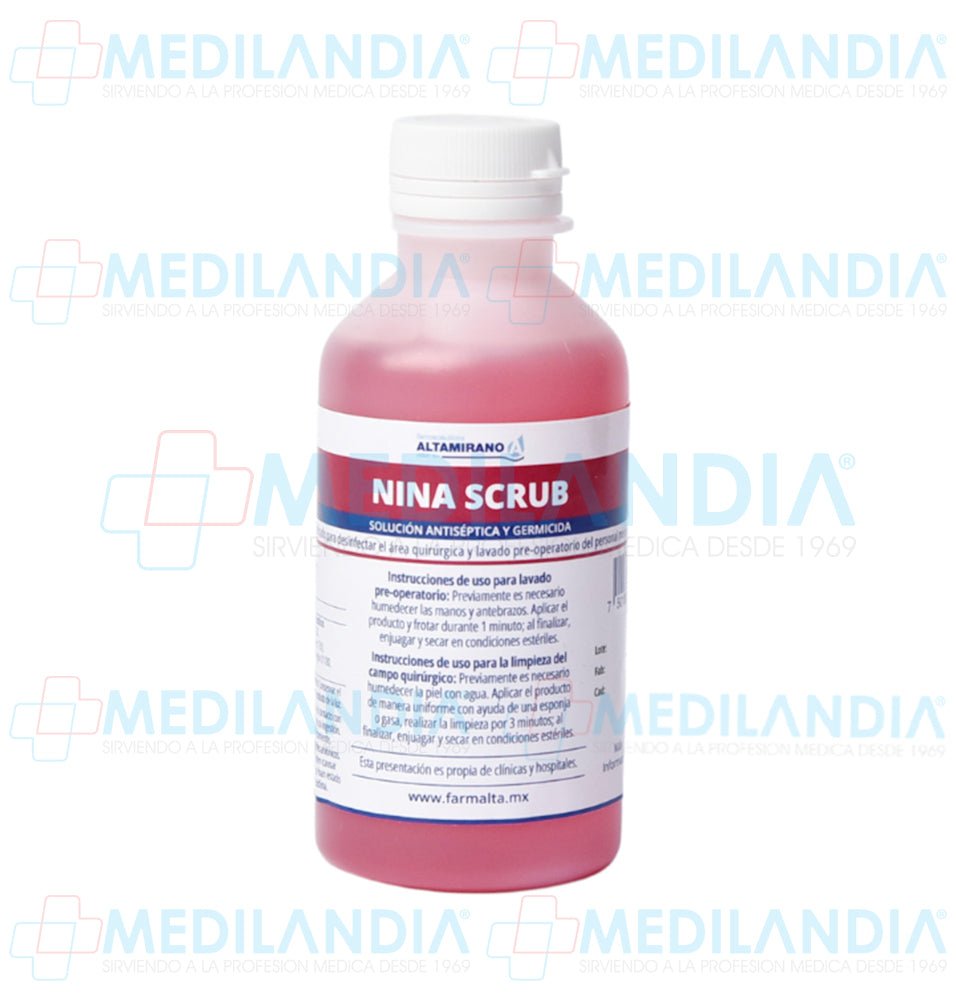 Solución antiséptica y germicida Nina Scrub - Gel anti bacterial - ALTAMIRANO - MEDILANDIA | Tienda de productos y equipos médicos de calidad en México | Soluciones profesionales para clínicas, hospitales y consultorios.