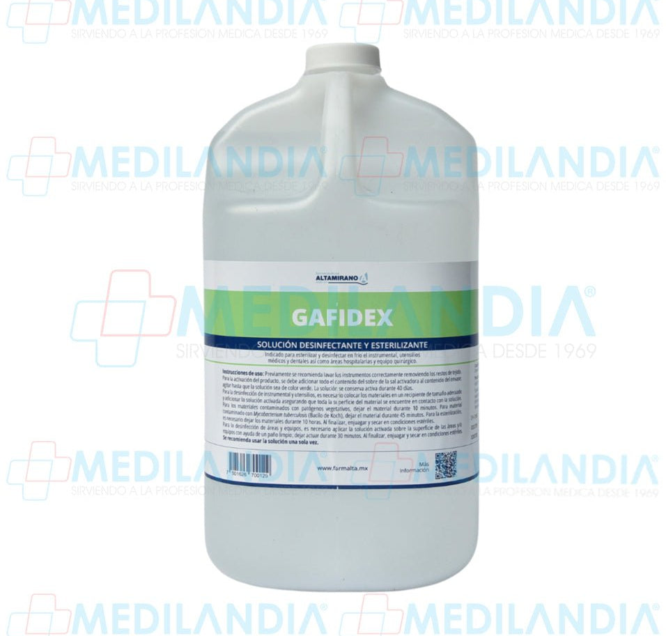Solución desinfectante y esterilizante Gafidex - Gel anti bacterial - ALTAMIRANO - MEDILANDIA | Tienda de productos y equipos médicos de calidad en México | Soluciones profesionales para clínicas, hospitales y consultorios.