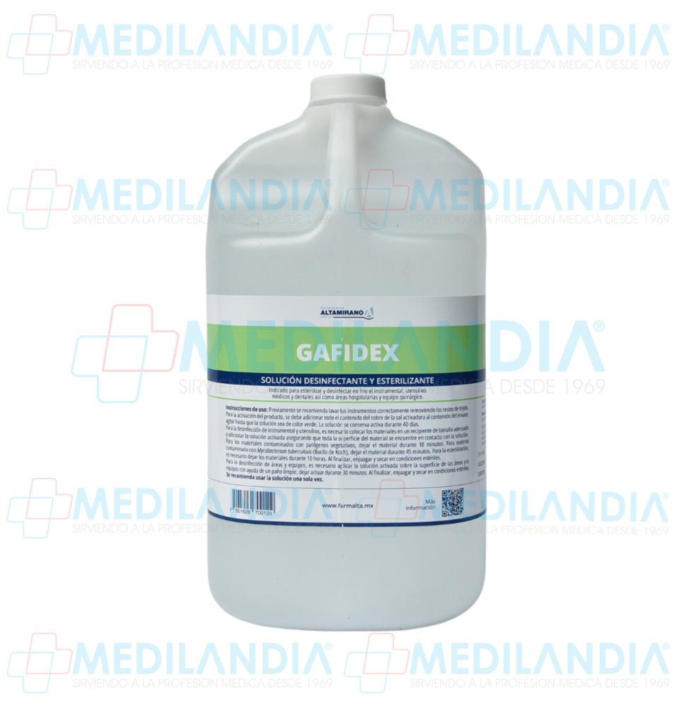 Solución desinfectante y esterilizante Gafidex - Gel anti bacterial - ALTAMIRANO - MEDILANDIA | Tienda de productos y equipos médicos de calidad en México | Soluciones profesionales para clínicas, hospitales y consultorios.