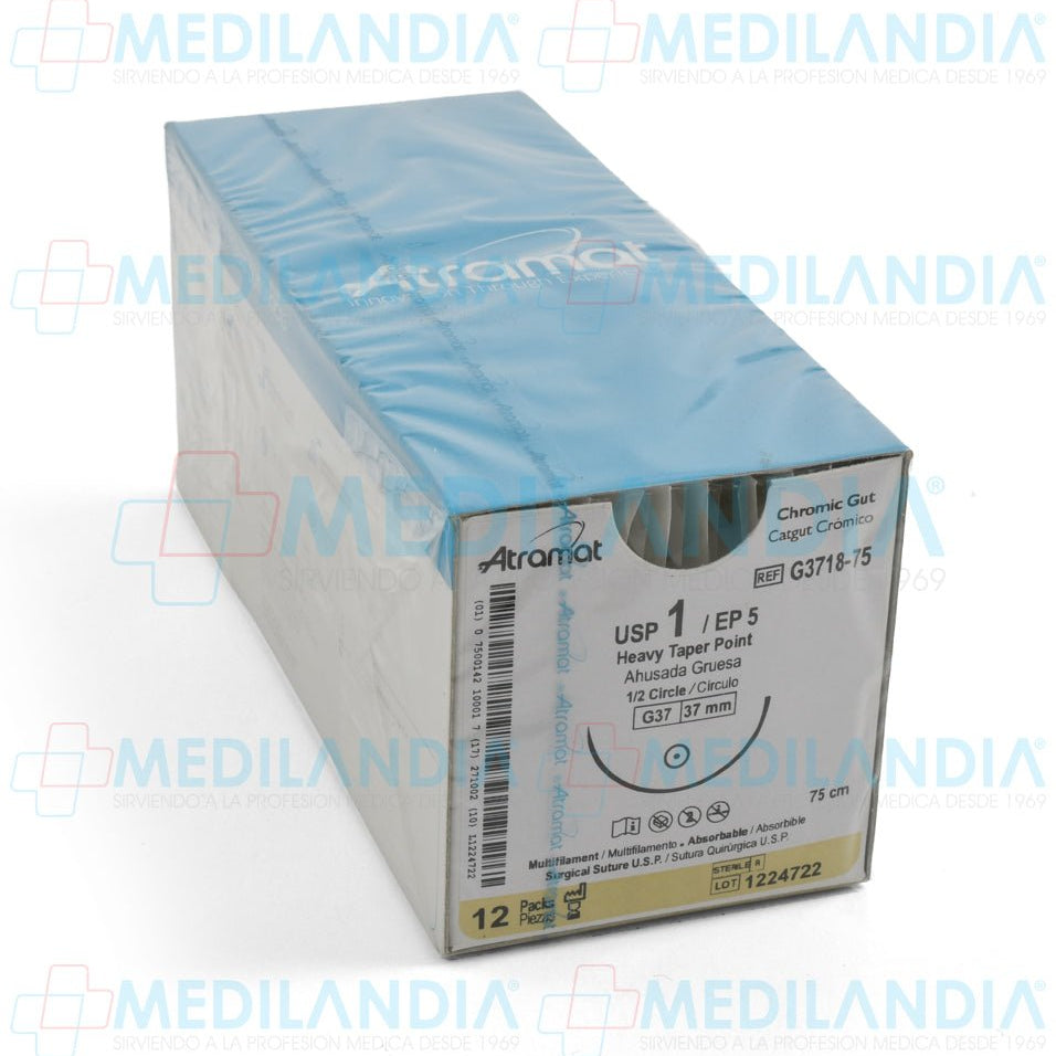 Sutura Catgut Cromico monofilamento 1 caja con 12 sobres - Sutura - ATRAMAT - MEDILANDIA | Tienda de productos y equipos médicos de calidad en México | Soluciones profesionales para clínicas, hospitales y consultorios.
