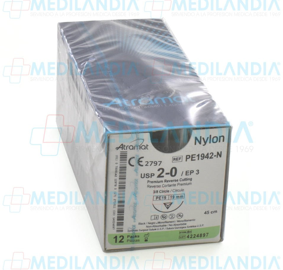 Sutura Nylon monofilamento 2 - 0 - Sutura - ATRAMAT - MEDILANDIA | Tienda de productos médicos