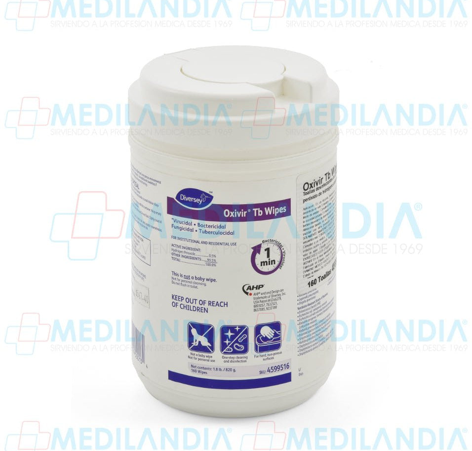 Toallas Oxivir TB Wipes para desinfección de superficies - Wipes - DIVERSEY - MEDILANDIA | Tienda de productos y equipos médicos de calidad en México | Soluciones profesionales para clínicas, hospitales y consultorios.