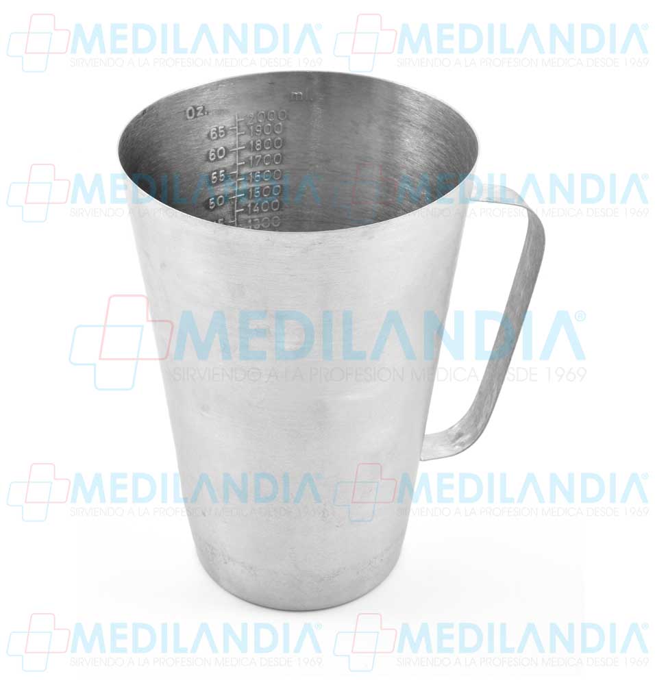 Vaso con graduación de acero inoxidable con asa 2,000 ml / 65 oz - Vaso - MEDILANDIA - MEDILANDIA | Tienda de productos y equipos médicos de calidad en México | Soluciones profesionales para clínicas, hospitales y consultorios.