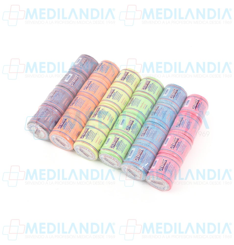 Venda deportiva elástica de media compresión en colores - Venda elaástica - DIBAR - MEDILANDIA | Tienda de productos y equipos médicos de calidad en México | Soluciones profesionales para clínicas, hospitales y consultorios.
