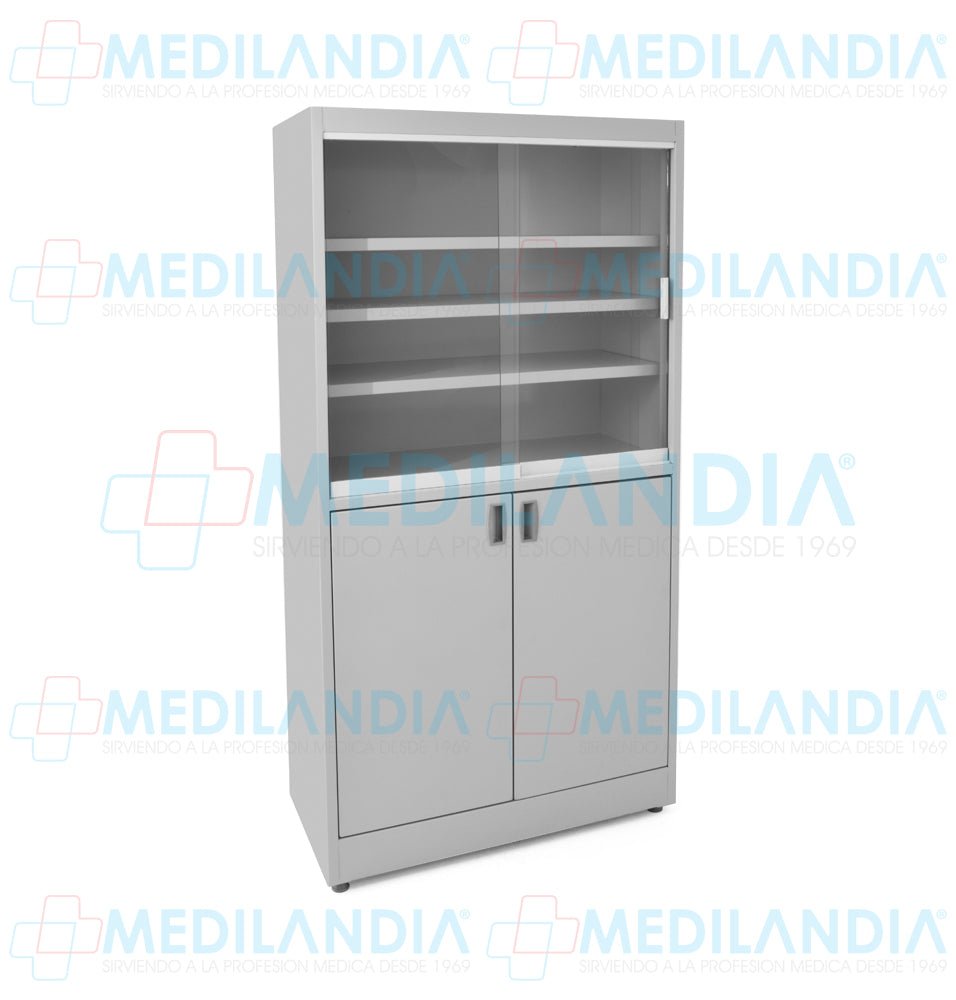 Vitrina doble con puertas corredizas de cristal esmaltada con pintura termo endurecible - Vitrina - MEDILANDIA - MEDILANDIA | Tienda de productos y equipos médicos de calidad en México | Soluciones profesionales para clínicas, hospitales y consultorios.